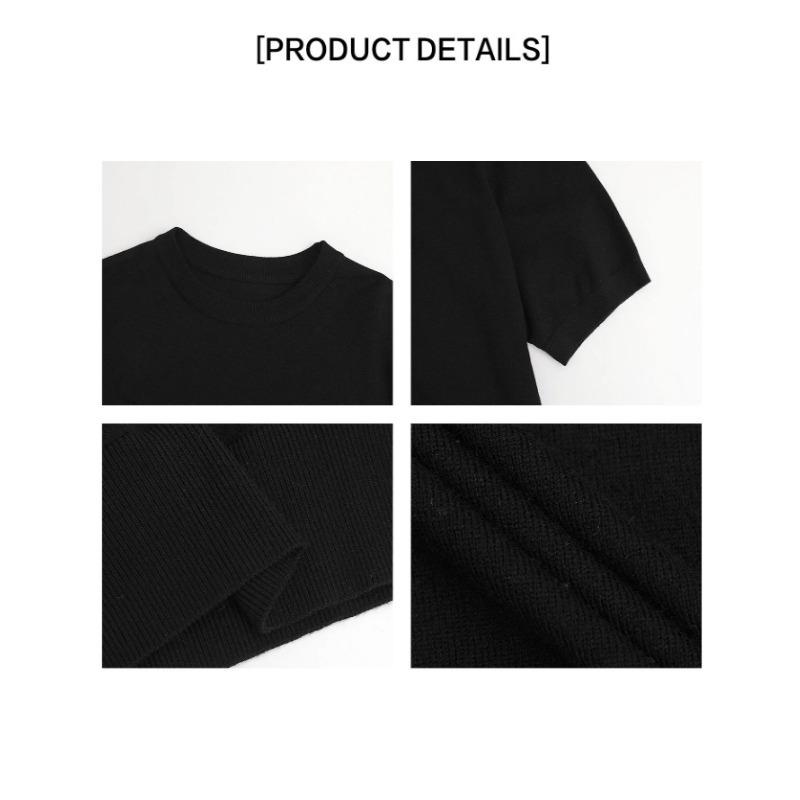 Mens Solid Color Loose Casual Short Sleeve Knit T Shirt