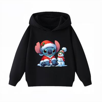 Disney Christmas Clothes Stitch Children's Hoodies Boys' and Girls' Clothing Autumn and Winter Warm Childrens Hooded Sweatshirts