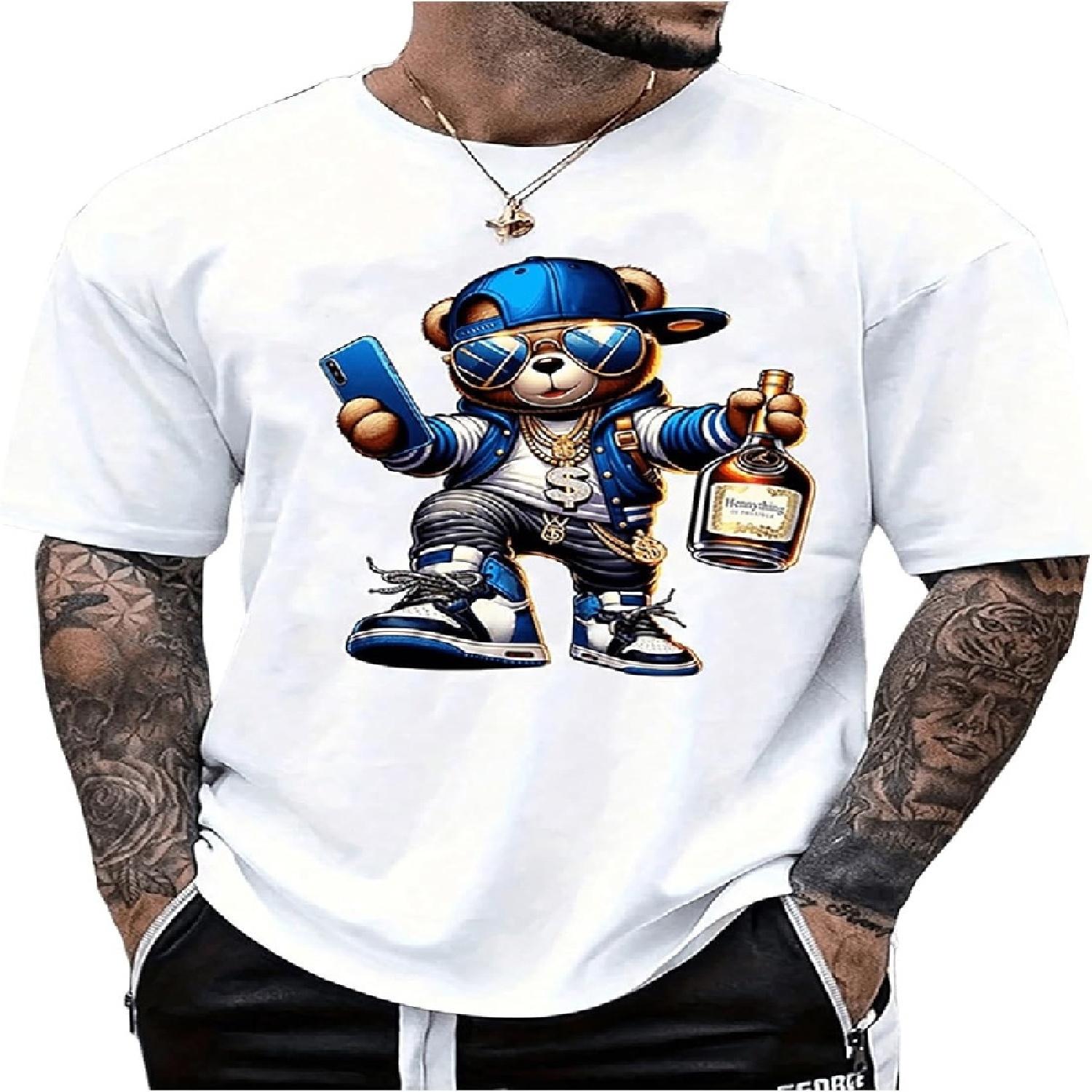 

Men s Graphic Y2K Tee Shirt Vintage Short Sleeve Crew Neck Novelty T Shirts Top XXXXXL білий