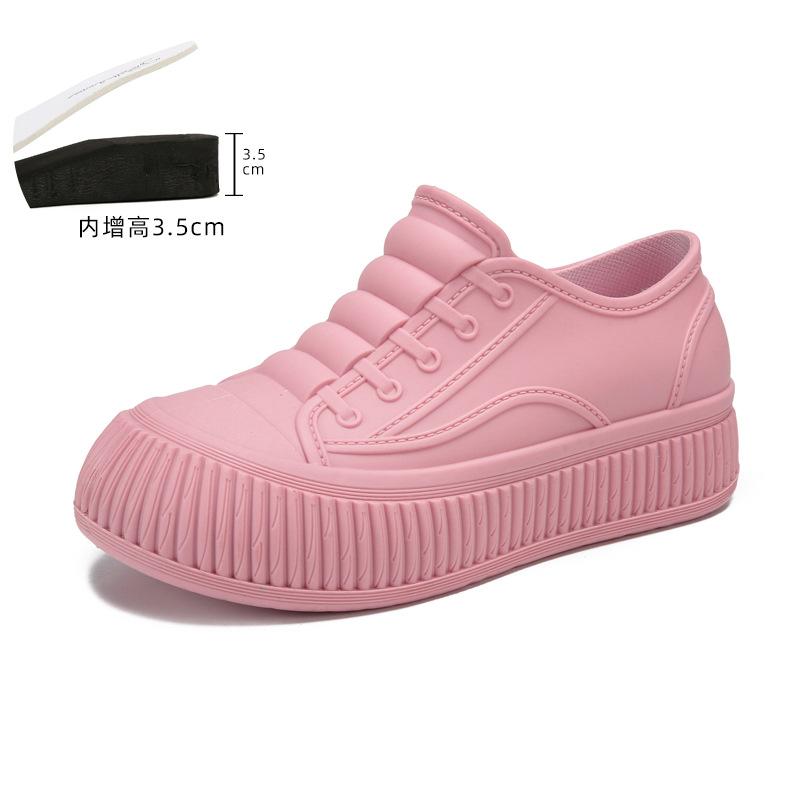 Water shoes women's new medium tube rain shoes outer wear rubber shoes non-slip water boots thick-soled water boots velvet short rain boots