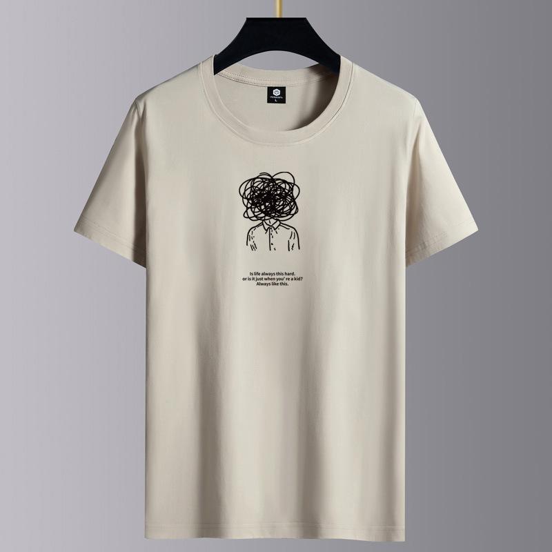 Kortärmad T-shirt herr tryckt sommartrend herr 2025 ny lös halvärmad topp ren bomull plus size tryckt blommig T-sh