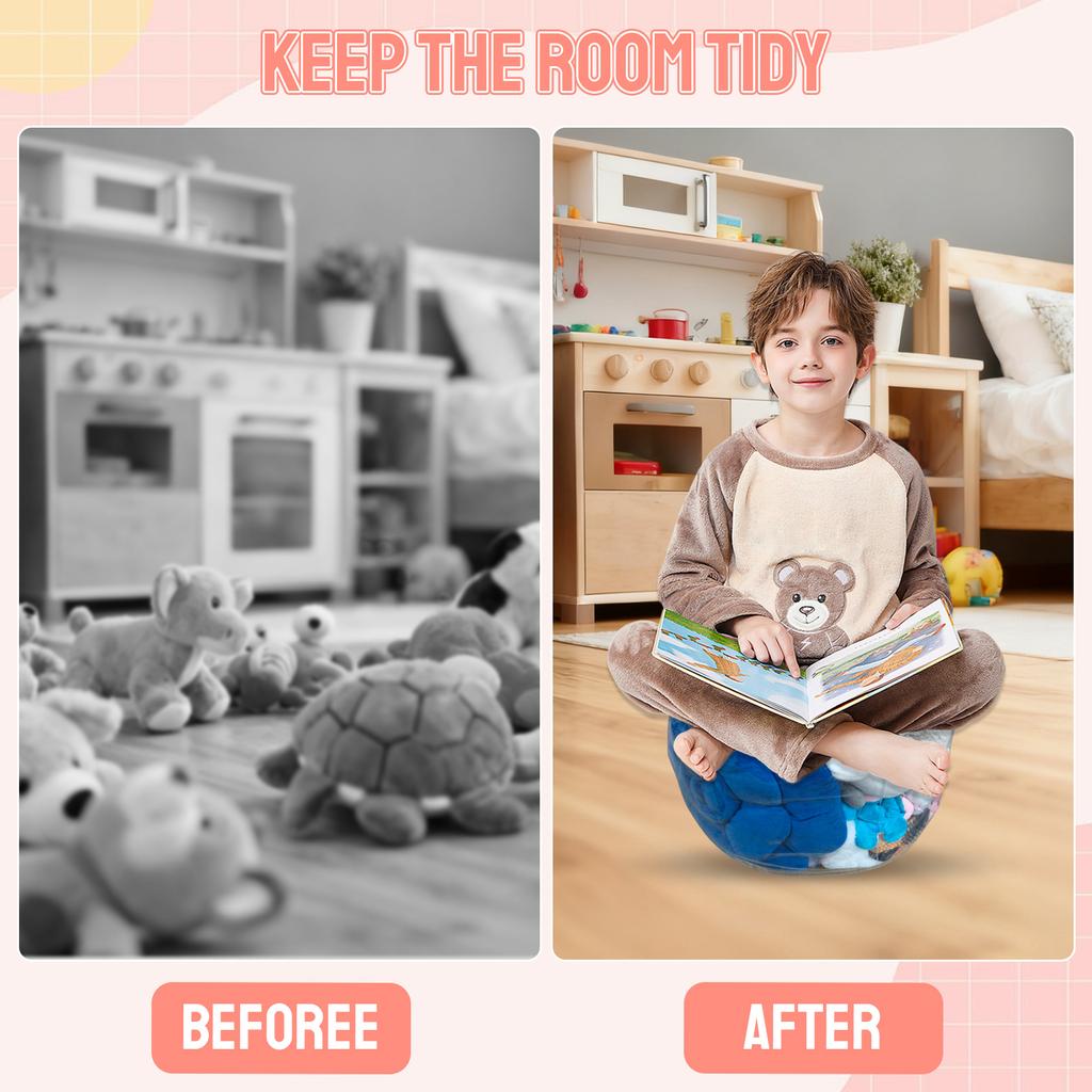 50/150/180L Transparent Children Plush Toys Storage Chair Cover Bean Bag With Zipper Lazy Sofas Seat Doll Tatami Storage Bags