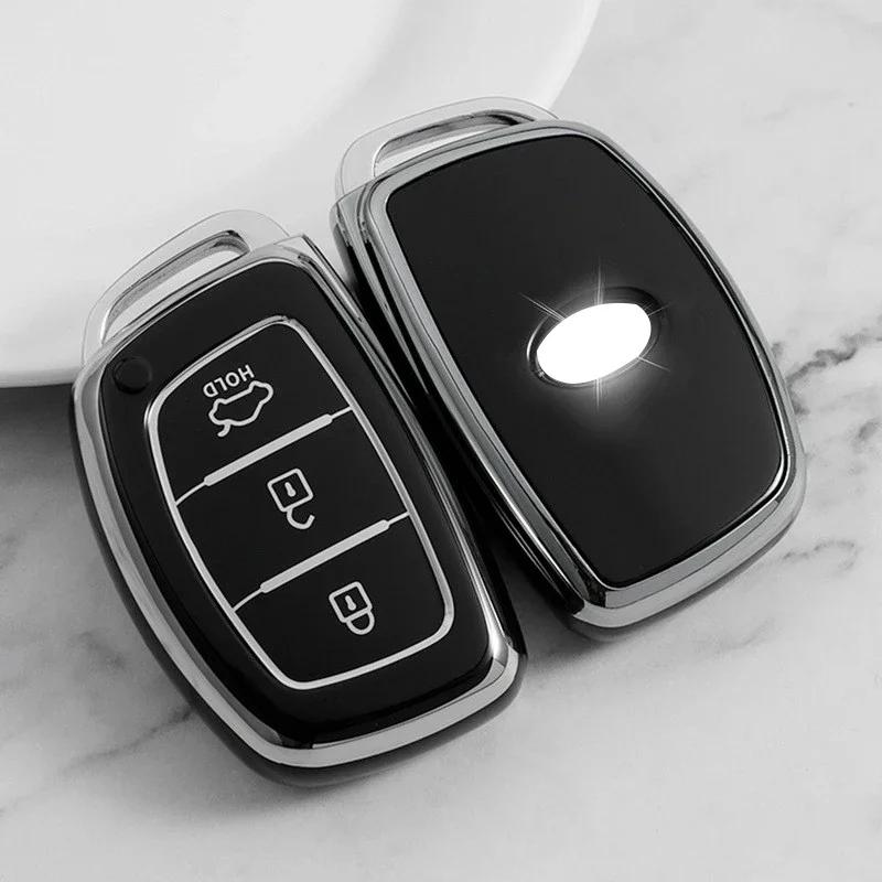 TPU Autoschlüsselgehäuse mit 3/4 Tasten, für Hyundai Tucson Santa Fe Rena Sonata Elantra Creta Ix35 Ix45 I10 I30 I40 Zubehör
