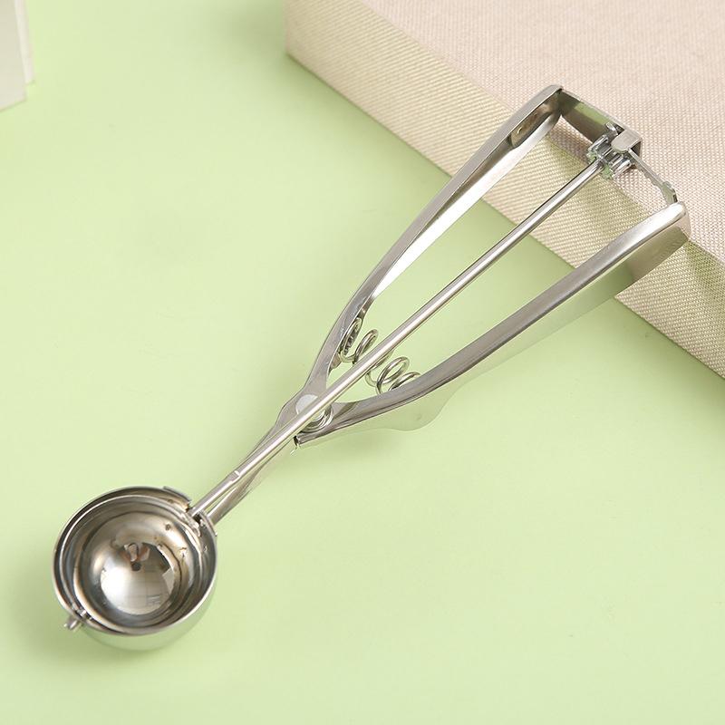 Stainless Steel Ice Cream Scoop Digging Spoon With Spring Handle Ice Cube Mold Fruit Scoop Ice Tray Mold Kitchen Accessories