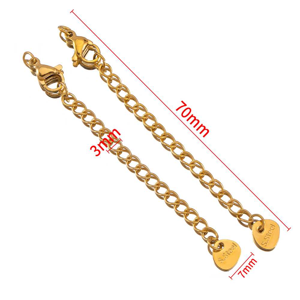5pcs Stainless Steel Extension Tail Chain Lobster Clasps Connector Extended Chain Bracelet Necklace Jewelry Making DIY Component