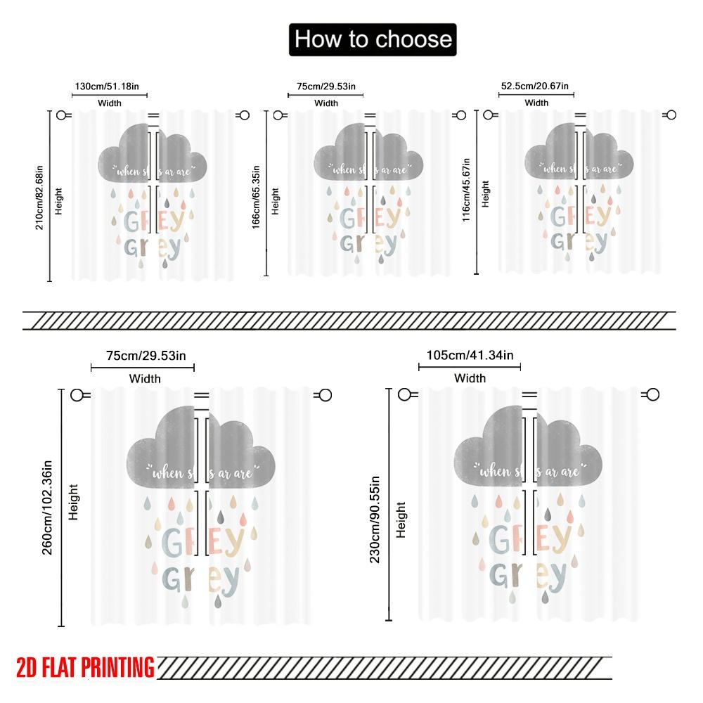 2pcs 2D flat printing Party Curtains Cloud Rain Rainbow Color Polyester Without Electricity 0 Use for Booths Studio Props