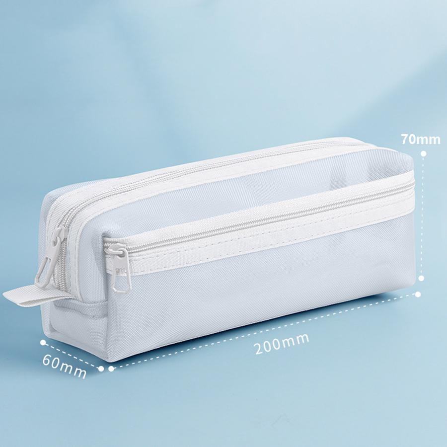 Large Grid Mesh Pencil Case Compartment Pen Bag Clear Handheld Multifunction Pencil Pouch Stationary Transparent Makeup Bag