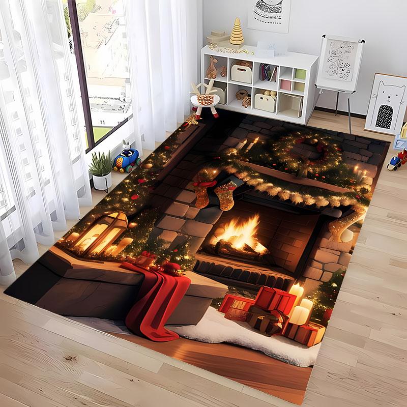 3D HD Printing Christmas Large Area Carpet for Living Room Cartoon Children's Bedroom Sofa Doormat Floor Rug Anti-slip Decor Mat
