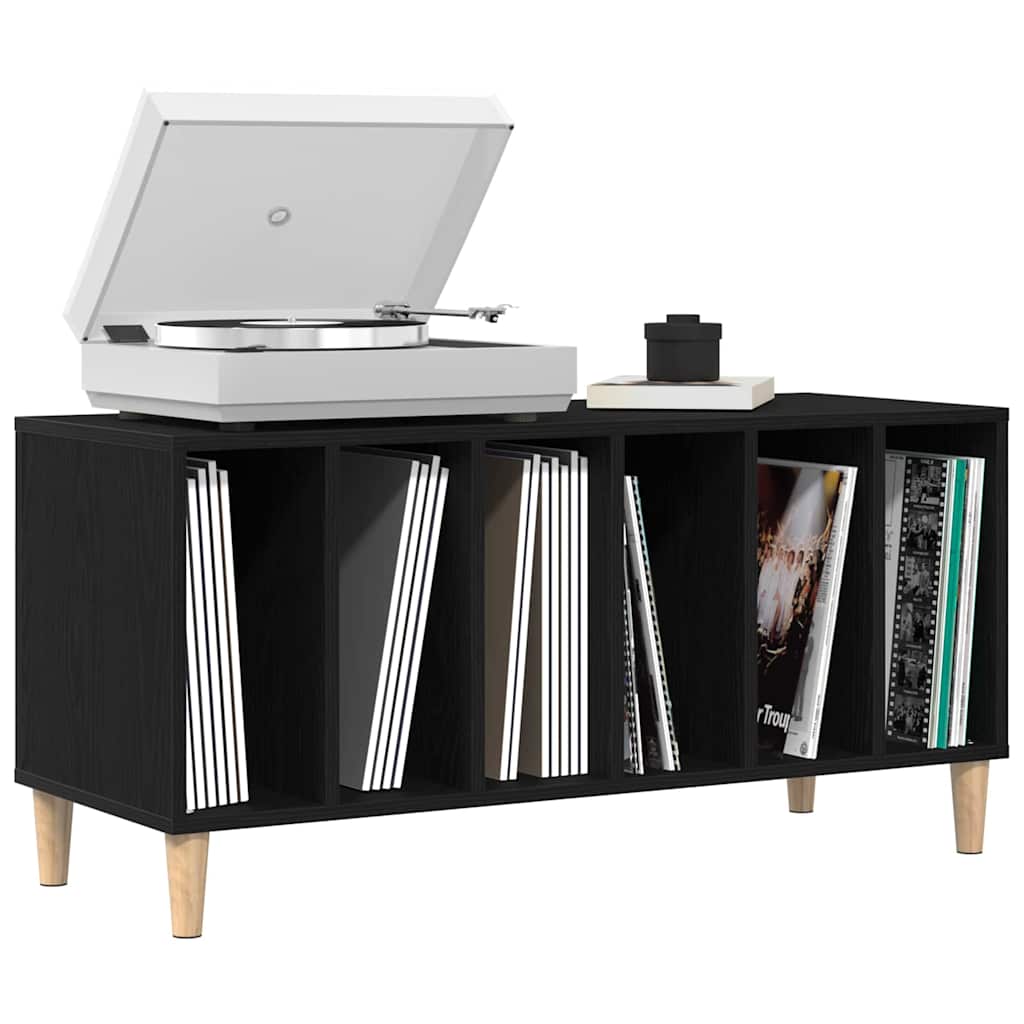 Vinyl Record Cabinet Black Oak Effect 100 x 38 x 48 cm