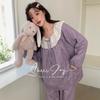 Double yarn crew neck lace cartoon small fresh Layla garden series long sleeves trousers Yi Tian Zi