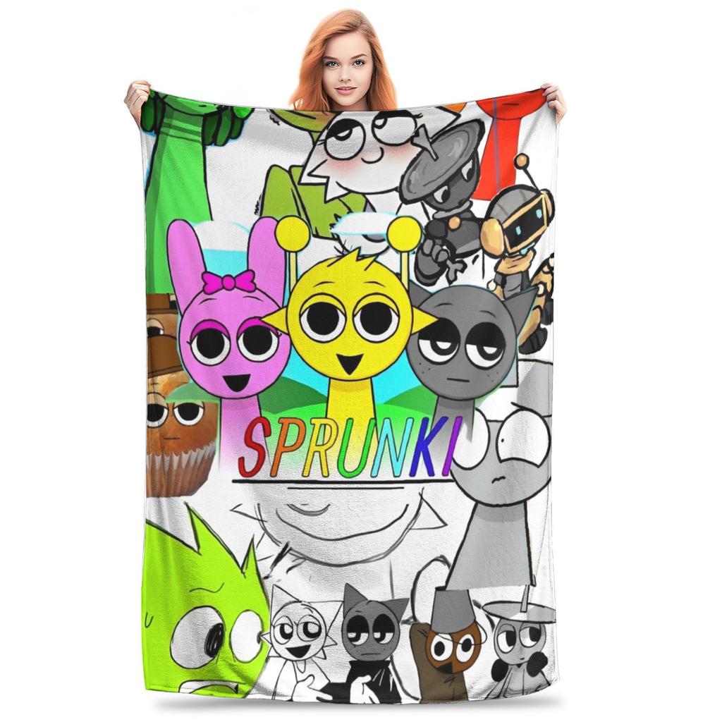 Mr Fun Computer - Incredibox Sprunki Decken Musik-Mixing-Spiel Flanell Neuheit Warme Überwurfdecke für Zuhause Restaurant Sommer