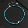 Effie Queen Refined 925 Sterling Silver Cross Anklet Natural Turquoise Strand Chain Perfectly Crafted Jewelry for Religion SA86