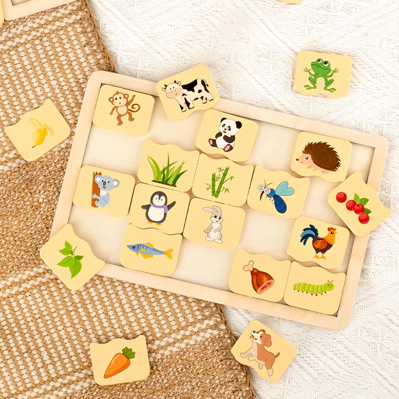 Wooden Matching Puzzle Number Animal Cognitive Match Game Montessori Toy Memory Training Jigsaw for Children Early Education