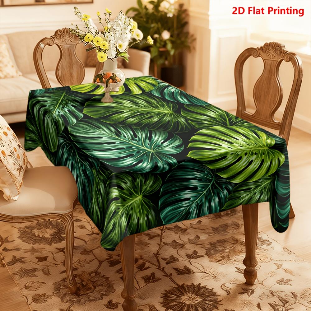 1pc Tablecloth, Tropical Leaf Pattern Tablecloth, Polyester Fiber Material, Suitable for Kitchen and Dining Roomzyc