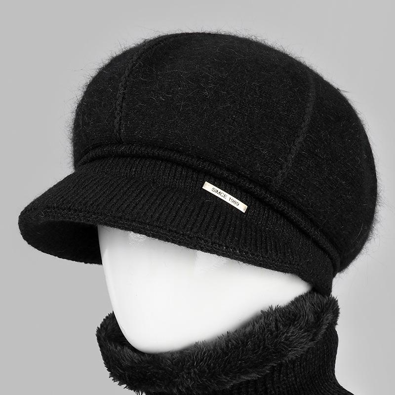 Ladies Winter Rabbit Fur Hat Warm Thickened Knitted Mother Wool Hat Cold Versatile Old Man Hat