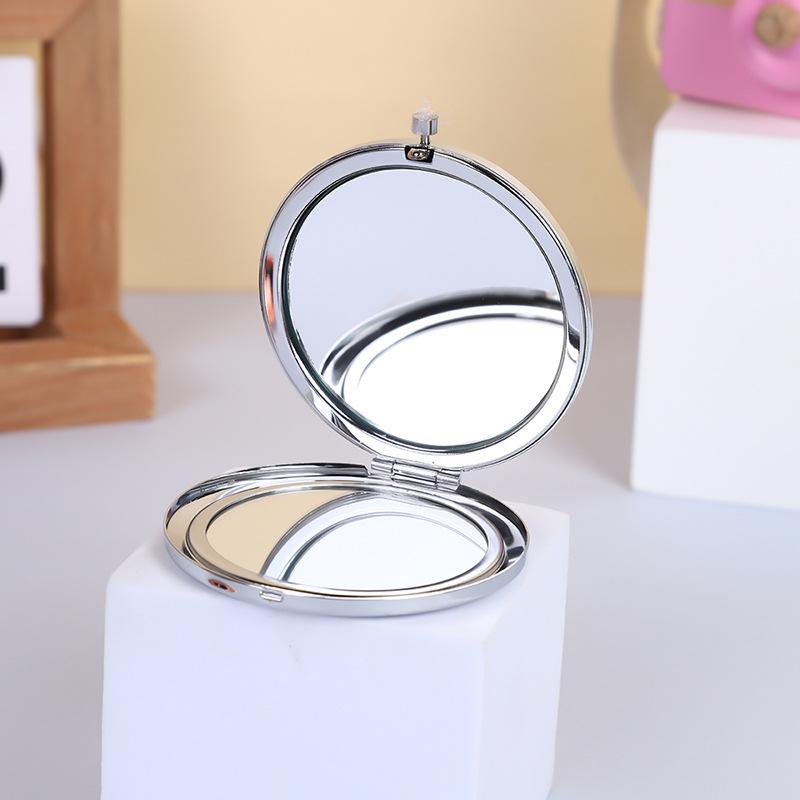 Portable Stainless Steel Cartoon Dual-Sided Round Pocket Makeup Mirror
