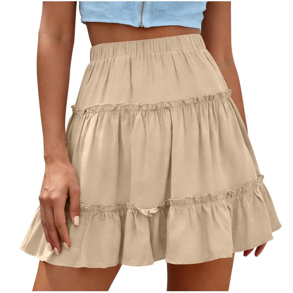 Women's Summer High-Waisted Slimming And Tummy-Concealing Sweet Ruffled Skirt