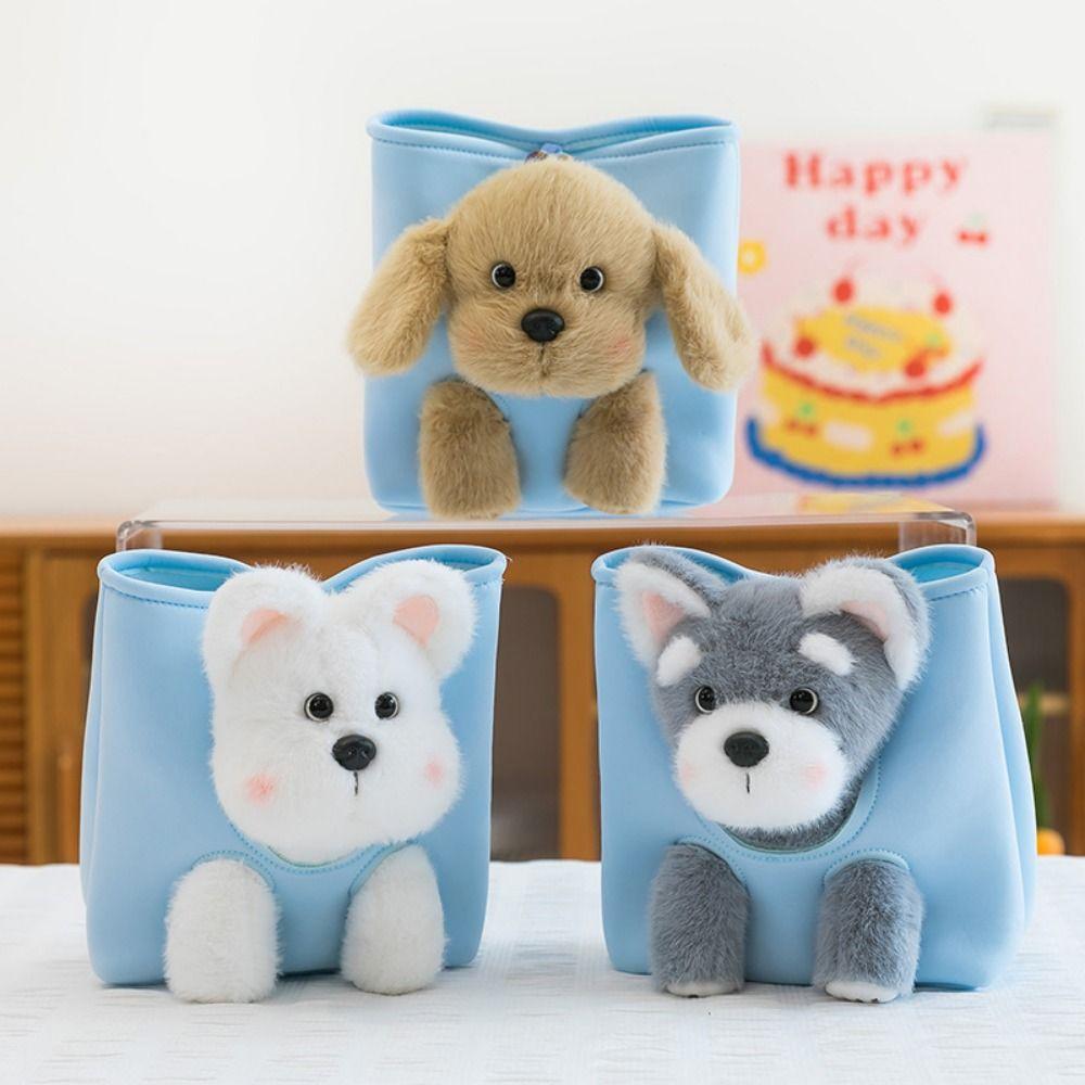 Collection Westie Dog Plush Backpack Shoulder Bag Stuffed Running Dog Knapsack  Kid Girl Boy