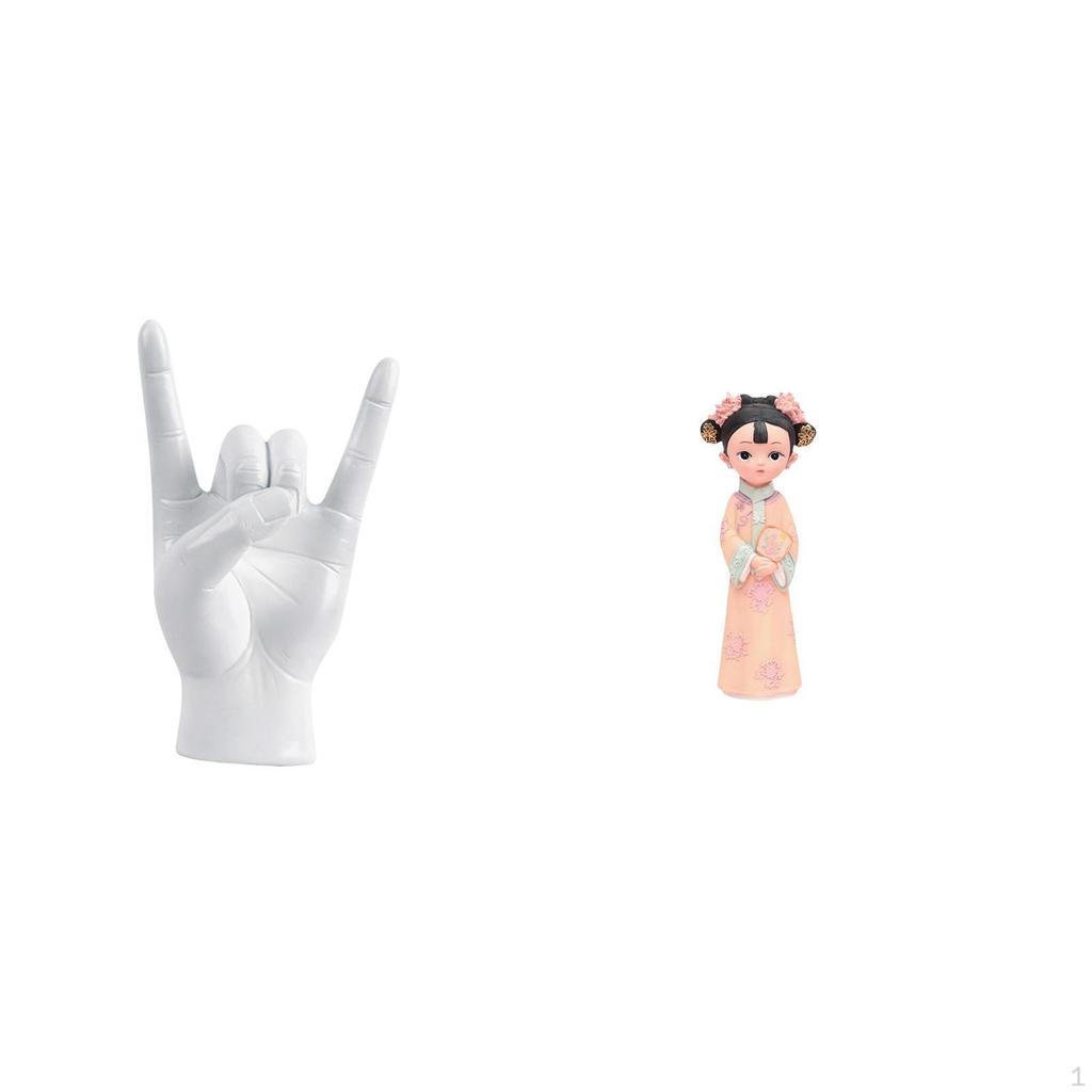 Creative Resin Hand Gesture Girl Sculpture for Apartment Bedroom Restaurant Office Decor Traditional