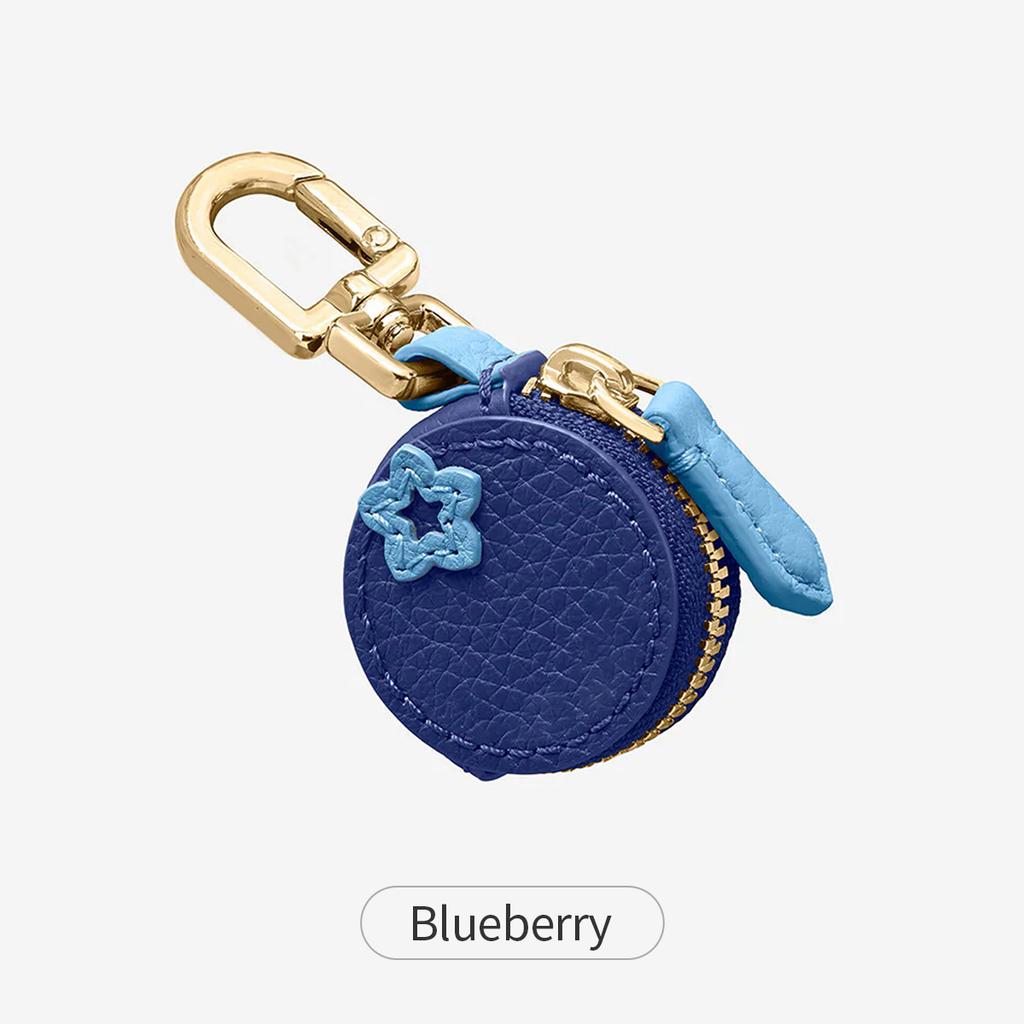 Mehrteiliges Set - Mini süßer Blaubeer-Frucht-Anhänger Münzbeutel Schlüsselanhänger Anhänger Mode PU-Leder-Anhänger Kleine Tasche Geschenk für Frauen