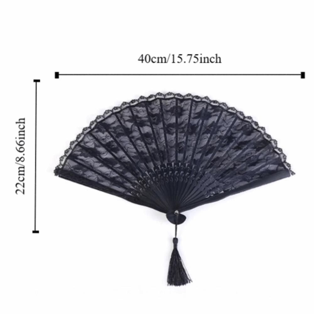 Diameter 40cm Chinese  Vintage Bamboo Fan Bamboo Frame Bamboo Silk Folding Fan  Dancing Party