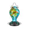 Glass Feeder with Colorful Painted Design - Outdoor Decorative Bird Feeder for Garden and Yard