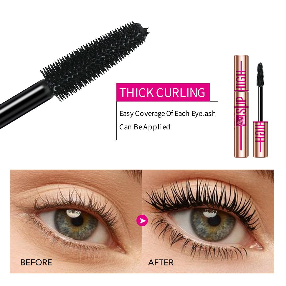 Silk Fiber Matte Mascara Makeup Ultra-Fine Brush Lengthens Eyelashes Waterproof Fast Dry Black Curling Mascara Comestic