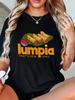 Casual Round Neck T-shirt for Women Informal Clothing with Graphic Print of Lumpia Harajuku Geometric Sleeve