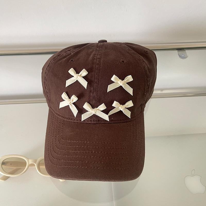 Spring and summer soft top baseball cap versatile bow sweet visor casual sun protection cap female tide