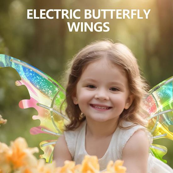 Elektrische Feen-Schmetterlingsflügel mit LED-Lichtern Leuchtende Regenbogenflügel für Mädchen Frauen Rollenspielkostüm für Party Weihnachten