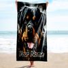 1PC Custom Name Rottweiler Strength Loyalty Beach Towel Highly Absorbent And Sand-Resistant Towel for Swimming, Pool, Yoga, And Travel Lightweight