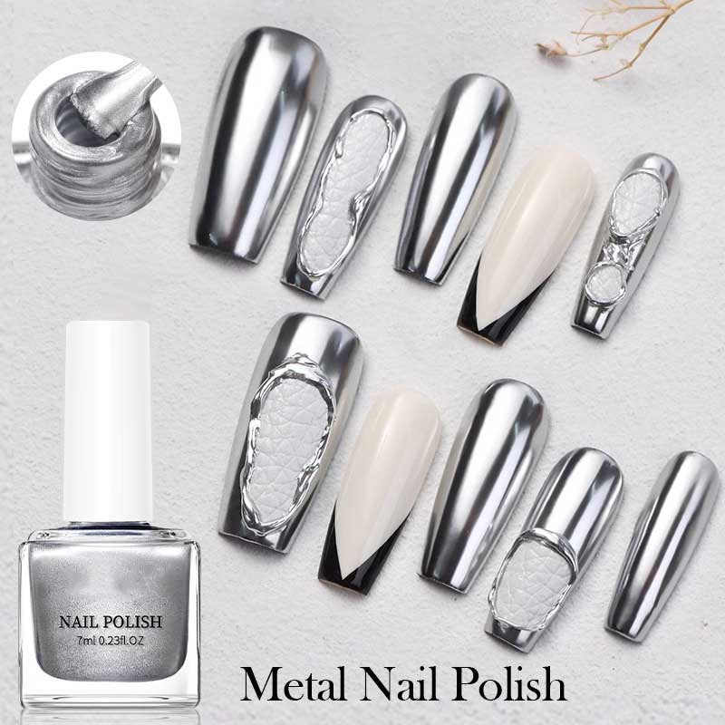 7ML Kovový Gel na Nehty Stříbrný Zlatý Zrcadlový Lak na Nehty Soak Off Gel Lak na Nehty