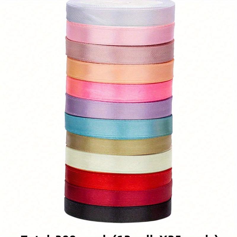 Satin Ribbon Fabric Ribbon Silk Ribbon Assorted Colors Rolls, 2/5" Wide Valentines Ribbons Perfect for Bouquet Gift Wrapping, Bow Making Crafts