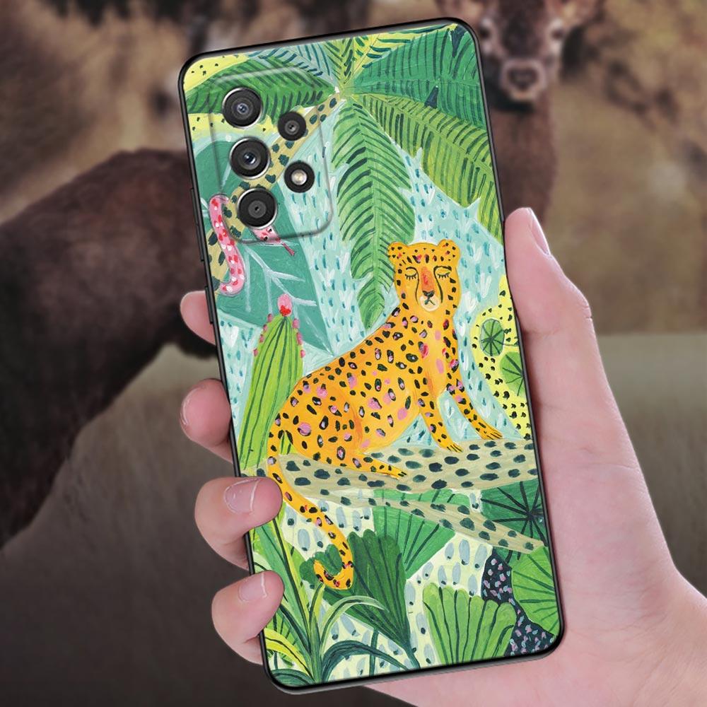 Jungle illustration Snake Cats Sloth Phone Case For Samsung Galaxy A57 A56 A37 A55 A36 A26 A54 A52 A35 A34 A25 A17 A16 A07 Cover
