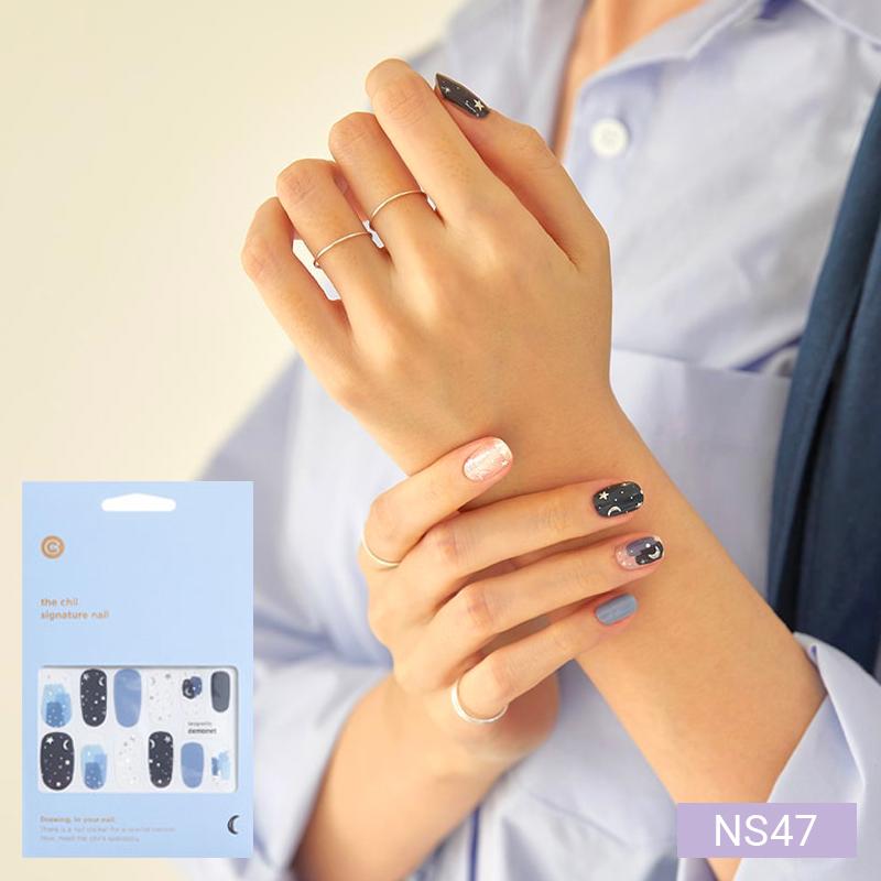 Glam Shell&Glitter Nail Stickers 24pcs | Self-Adhesive Strips, Bold Chic Mix, Quick 5-Min Manicure