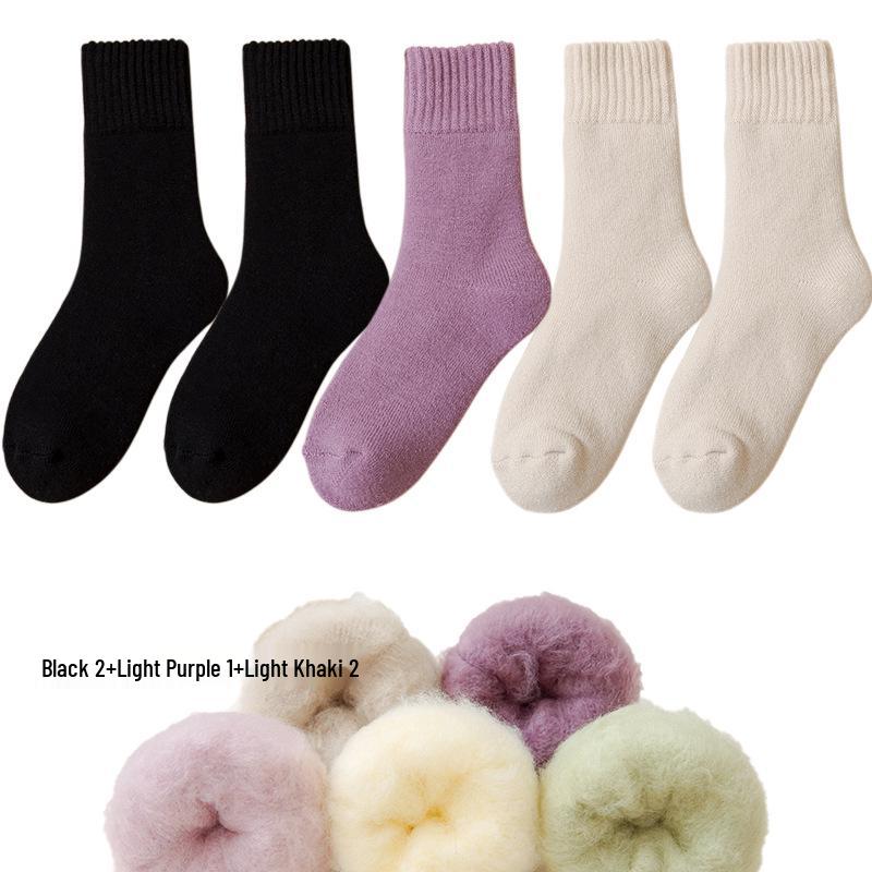 Dámské fleecové ponožky střední délky Zhuji - Silný samet, teplé a pohodlné na podzim/zimu, ideální na spaní nebo lenošení