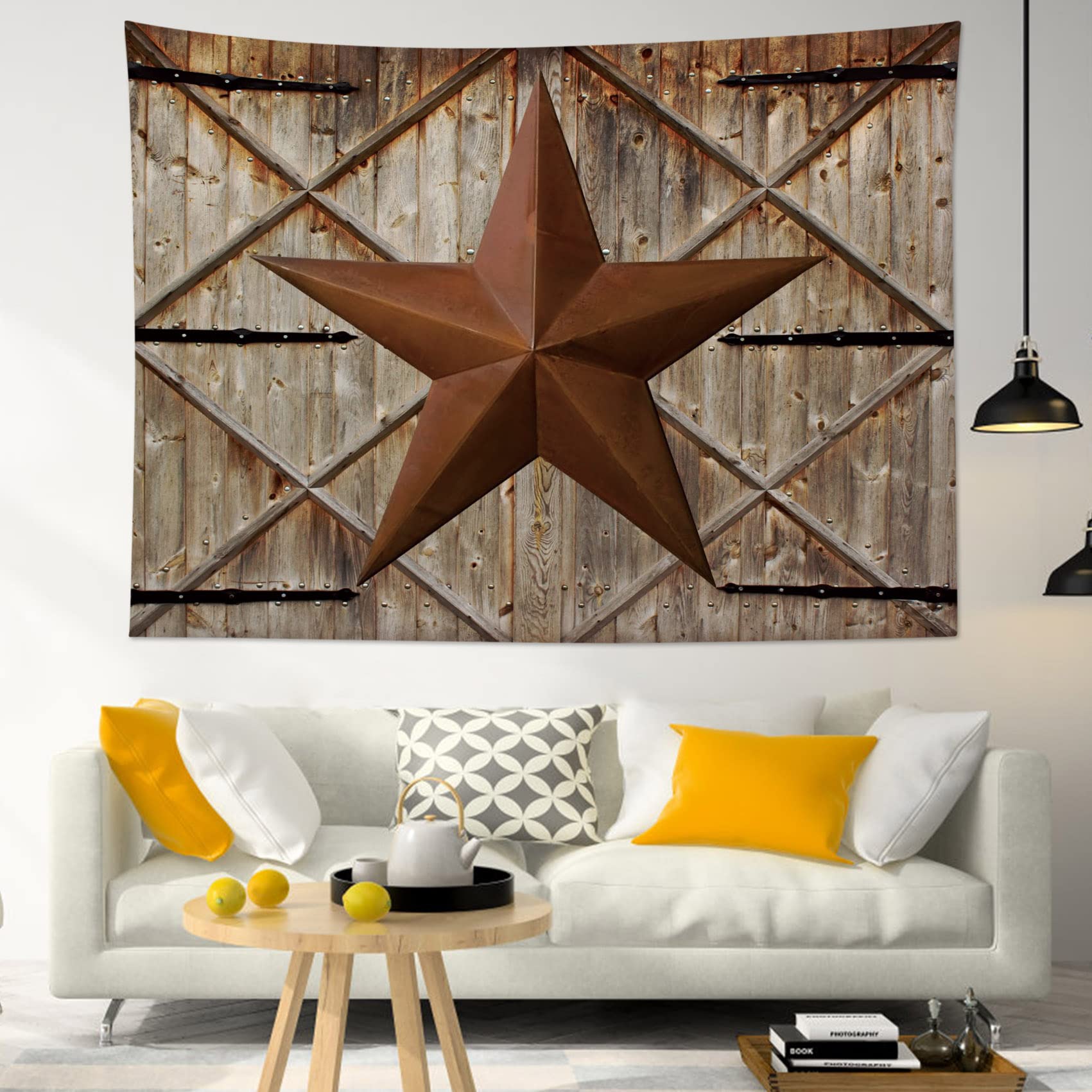 Деревянный гобелен с принтом на дверь сарая в деревенском стиле — фото 13