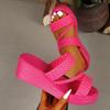 Sandalias de cuña para mujer Verano Mujer Slip on Tacón alto Moda Zapatos de mujer Cómodos Flor Exterior Sandalias de plataforma