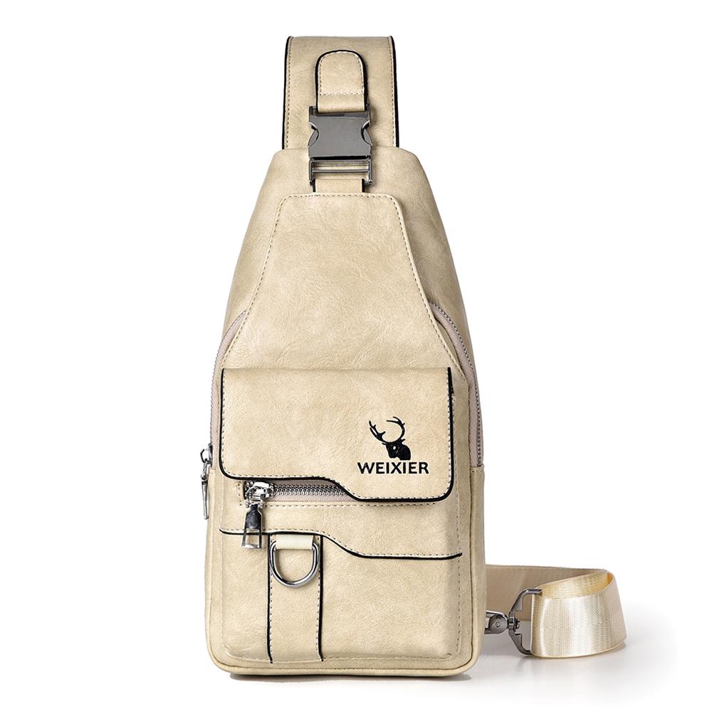 WEIXIER Sling Bag for Women and Men Leather Crossbody Shoulder Bag Chest Sling Backpack Travel Bag