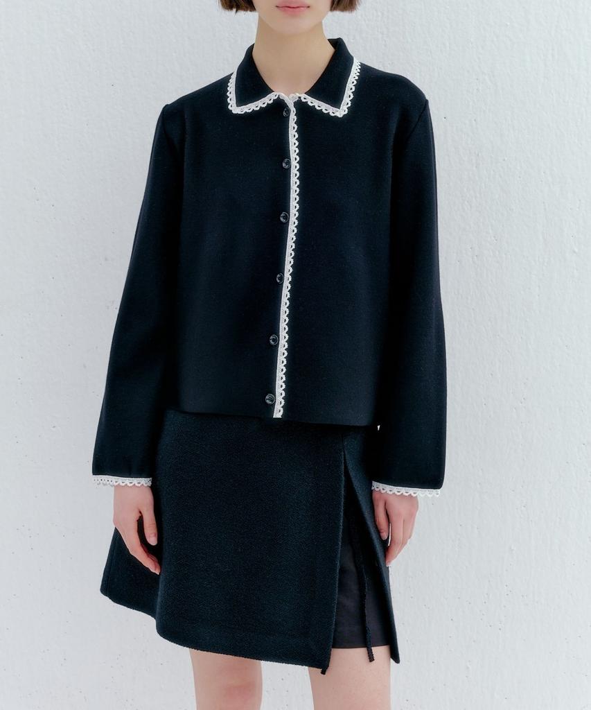 Okuka Wool Tweed Skirt Shorts - Black