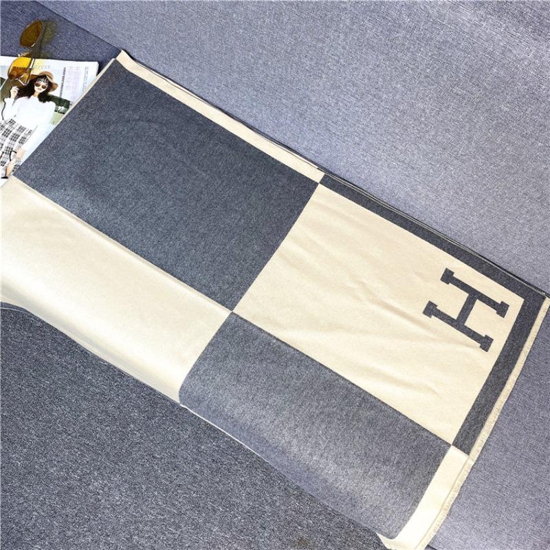 Cashmere Scarf Women's Winter Splicing Color Matching Air Conditioner Towel, Imitation Cashmere Thickened Shawl Warm Autumn and Winter Scarf