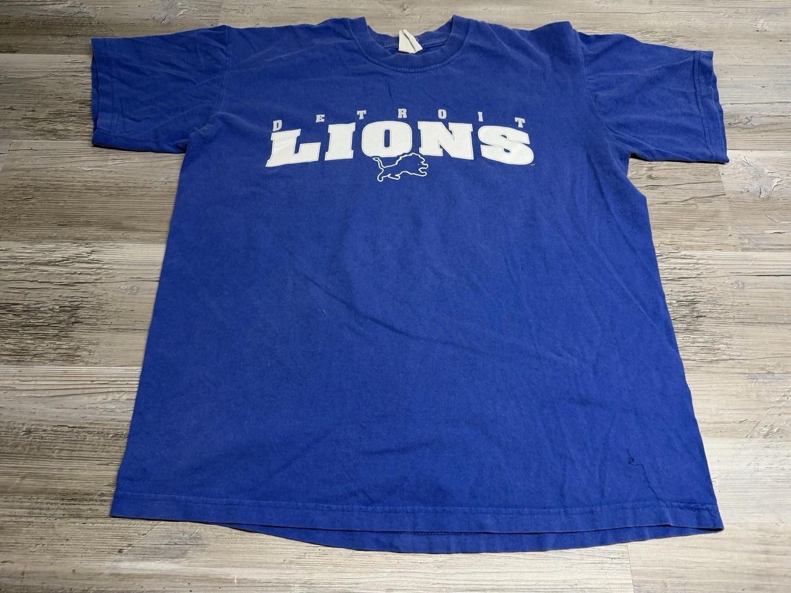 Vintage Y2K Detroit Lions Majestic NFL T-Shirt Mens Sz L Short Sleeve Spell Out XL