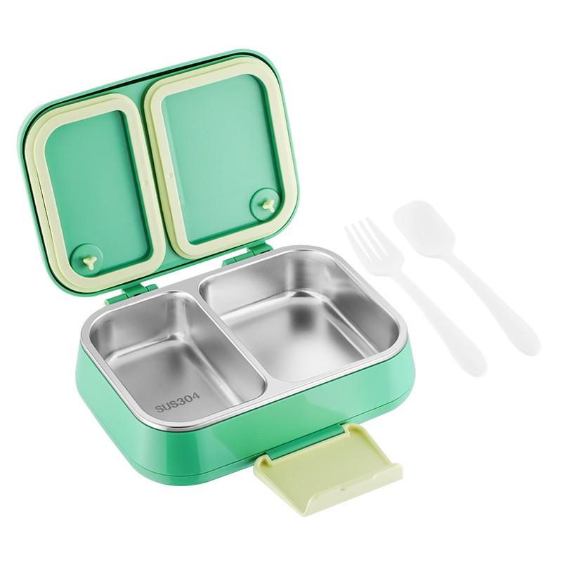 Lunch Box Termica in Acciaio Inossidabile per Bambini, 2 Scomparti, Ermetica, Contenitore Bento, per Scuola, Ufficio, Picnic