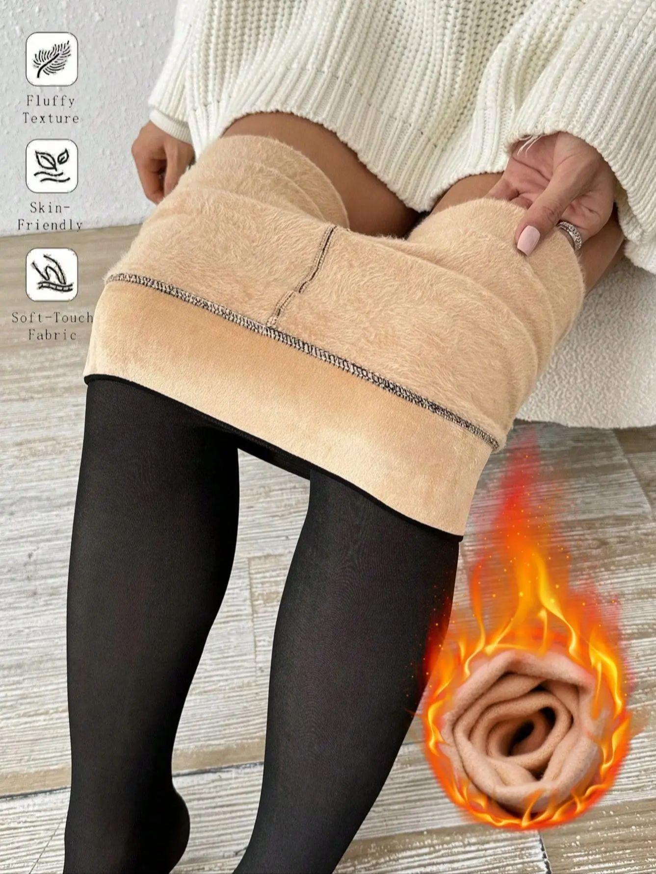 

High Waisted Fleece Lined Tights For Women Warm Thermal Semi-Sheer Leggings Soft Skin-Friendly Winter Pantyhose L