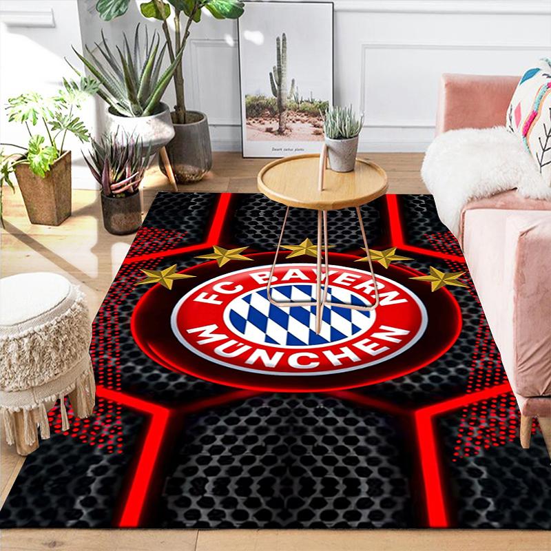 Bayern Munich Crest Print Crystal Velvet Plush Rug AntiSlip Resistant Floor Carpet For Indoor Household Home Decoration