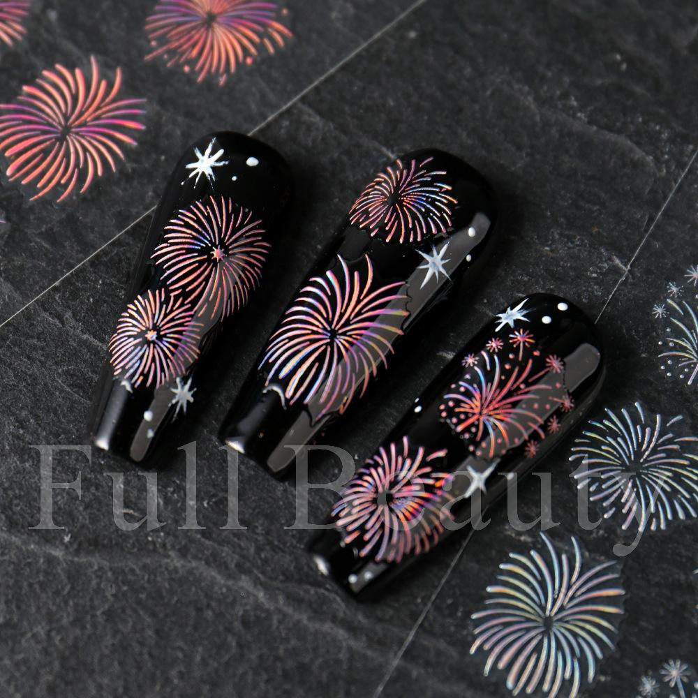 New Nail Art Stickers 5 Laser Gold Bright Fireworks Nail Art Sticker Set