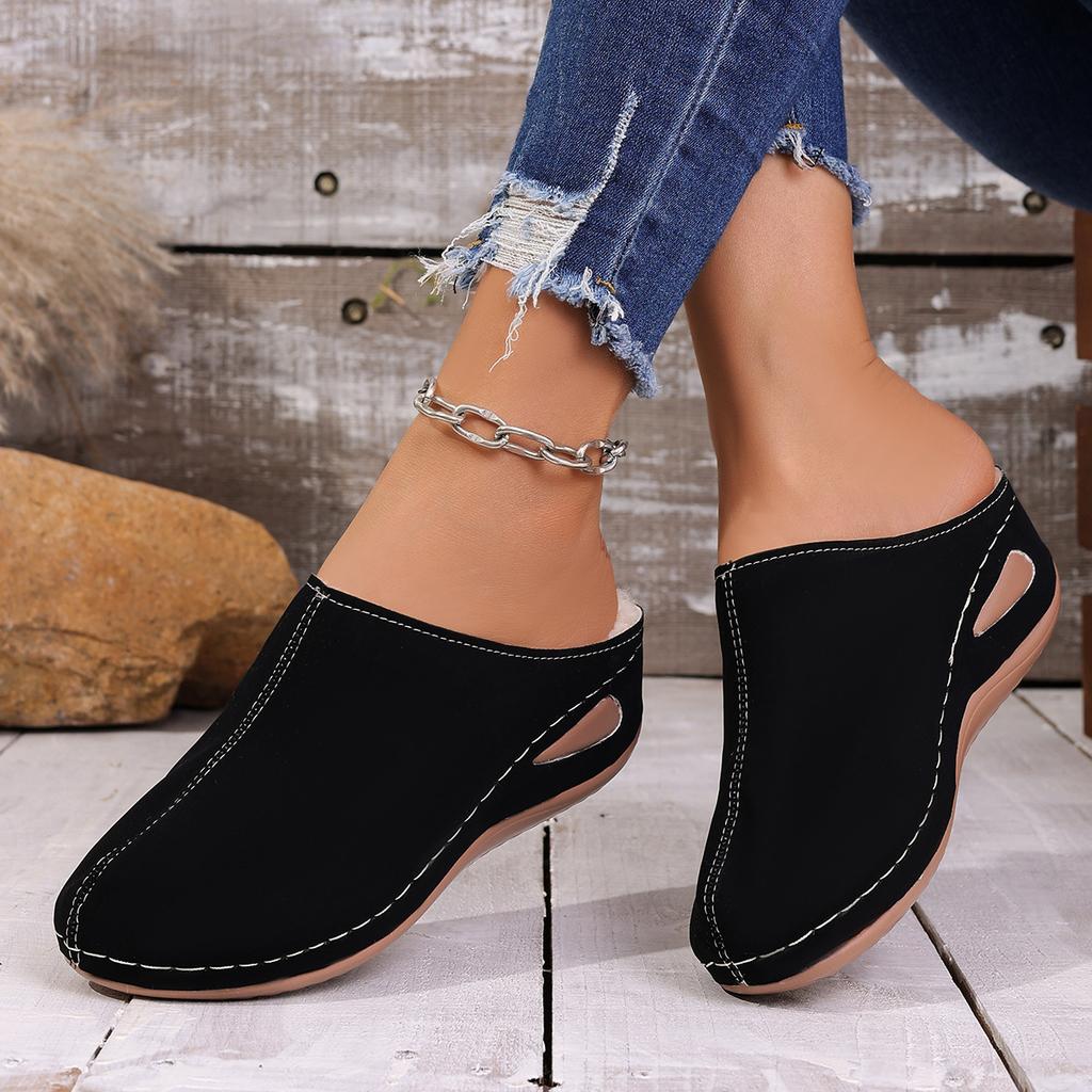 Large size European and American bag head cotton slippers autumn new thick-bottomed velvet lazy slippers