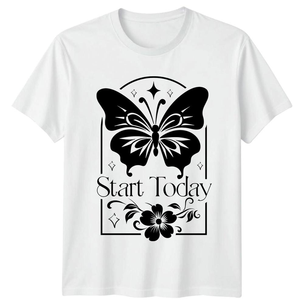 Start Today Butterfly Nature Graphic Boho Style Unisexs TShirt S