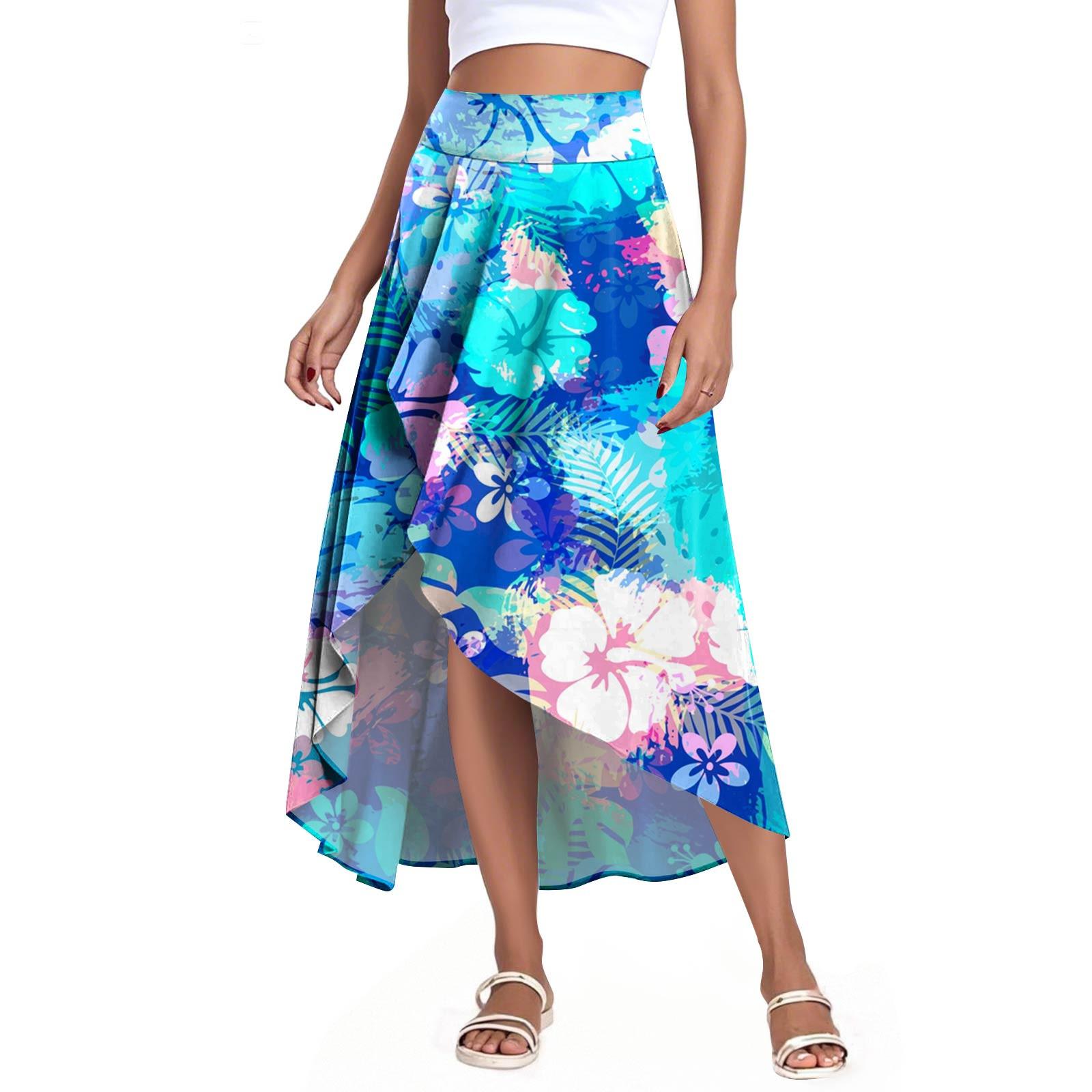 

Жіночі Модні Повсякденні Принтовані Шорти-Спідниця з Розрізом та Воланами з Високою Посадкою XL синій