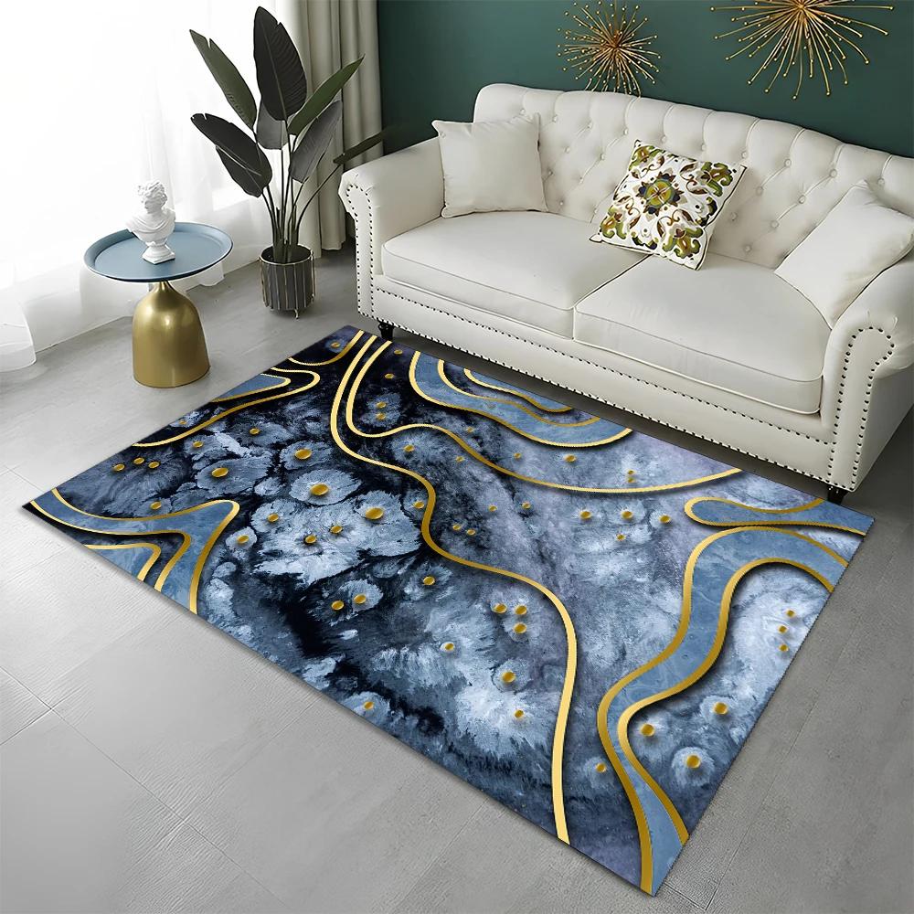 3D Colour Splendid Gold Nordic Marble Carpet Rug for Home Living Room Bedroom Sofa Doormat Decor,kid Area Rug Non-slip Floor Mat